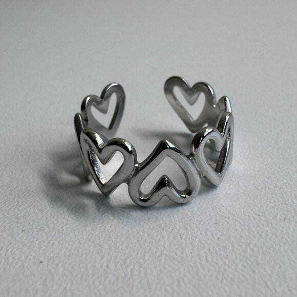 Stainless Steel Open Heart Ring - Picture 3 of 5
